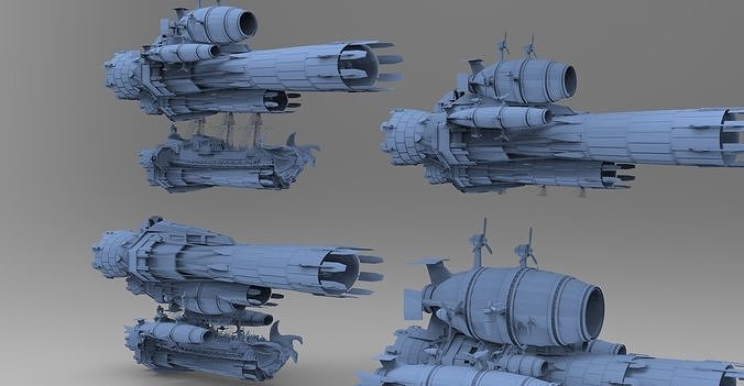 Sci fi Airship Space design City 6 designs  3D model