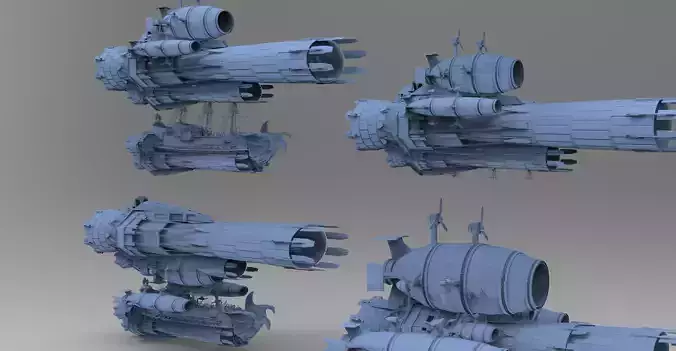 Sci fi Airship Space design City 6 designs  3D model