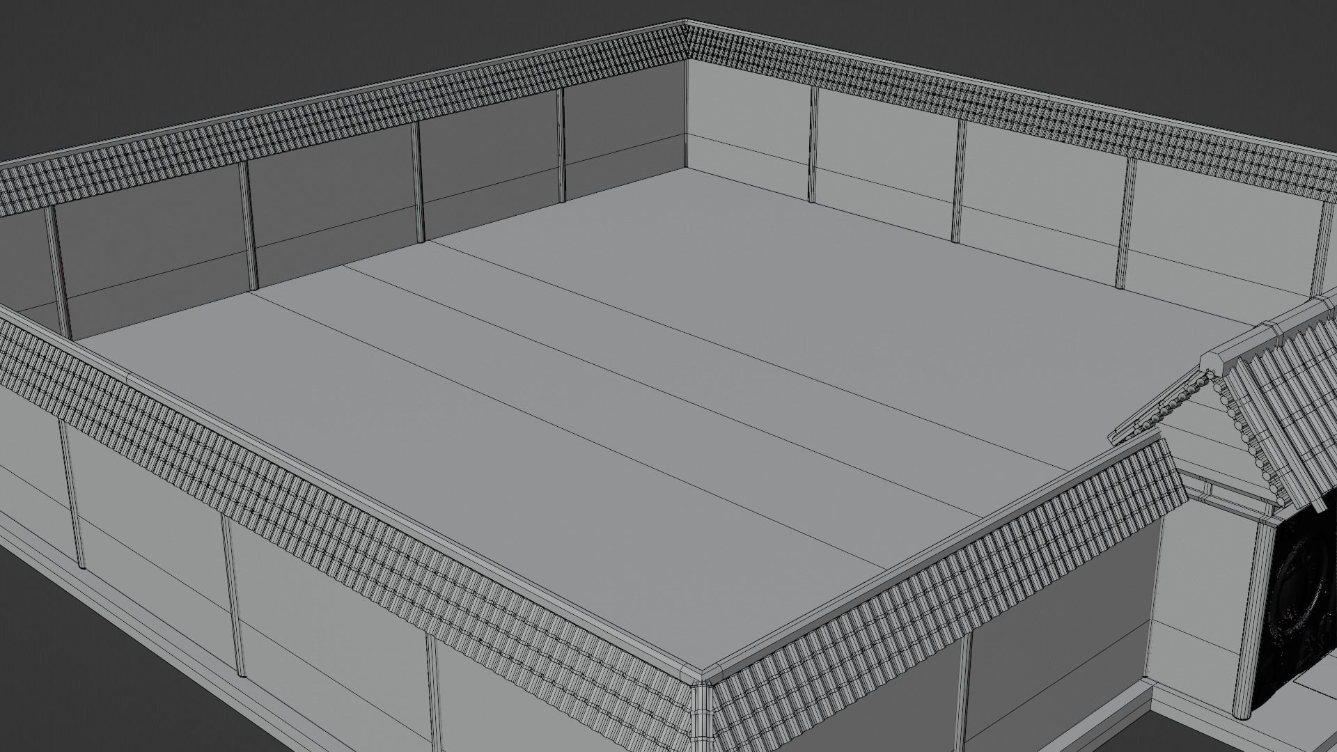 Chinese Temple Walls and Entrance 3D model_12