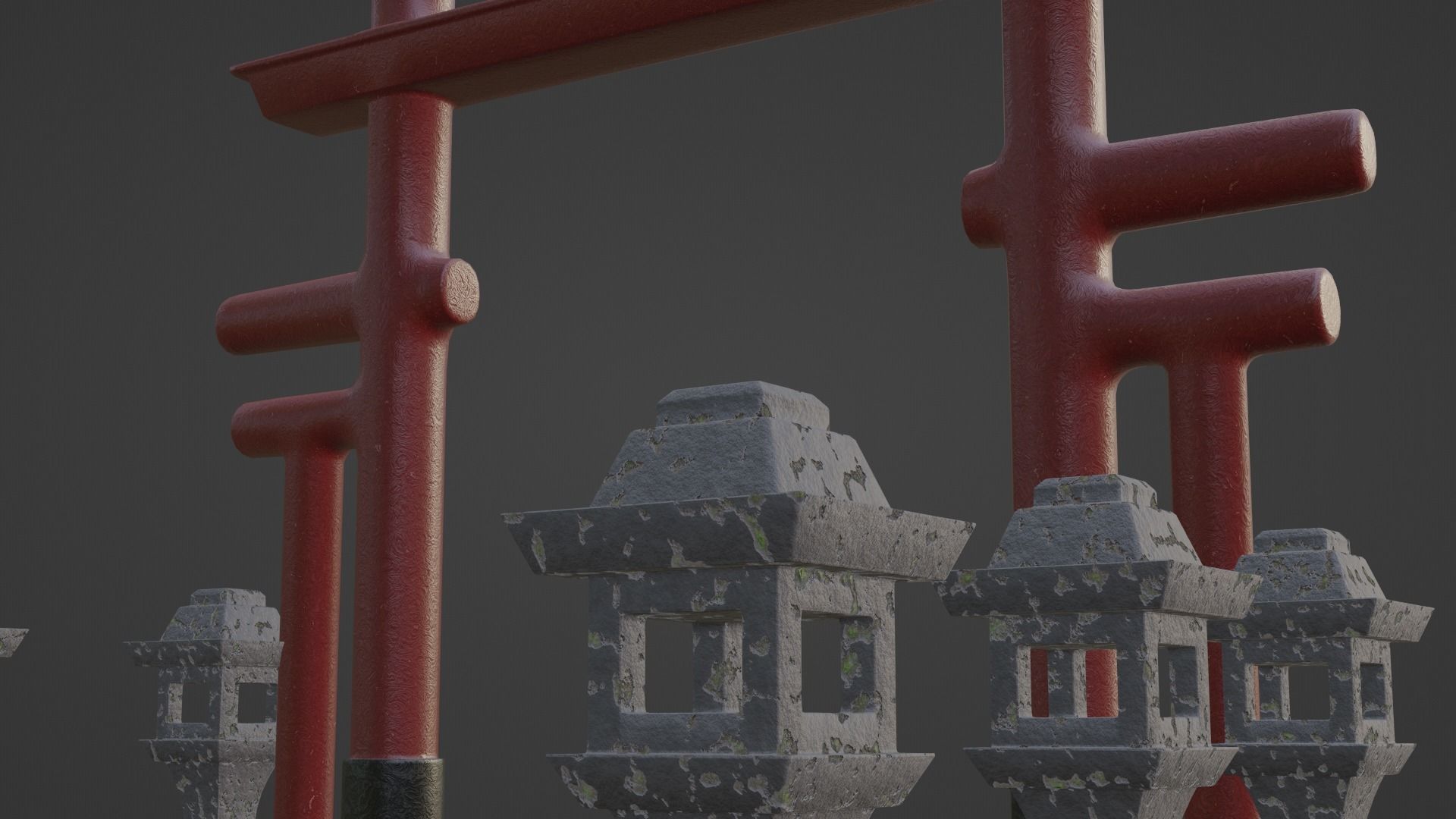 Chinese Temple Walls and Entrance 3D model_19
