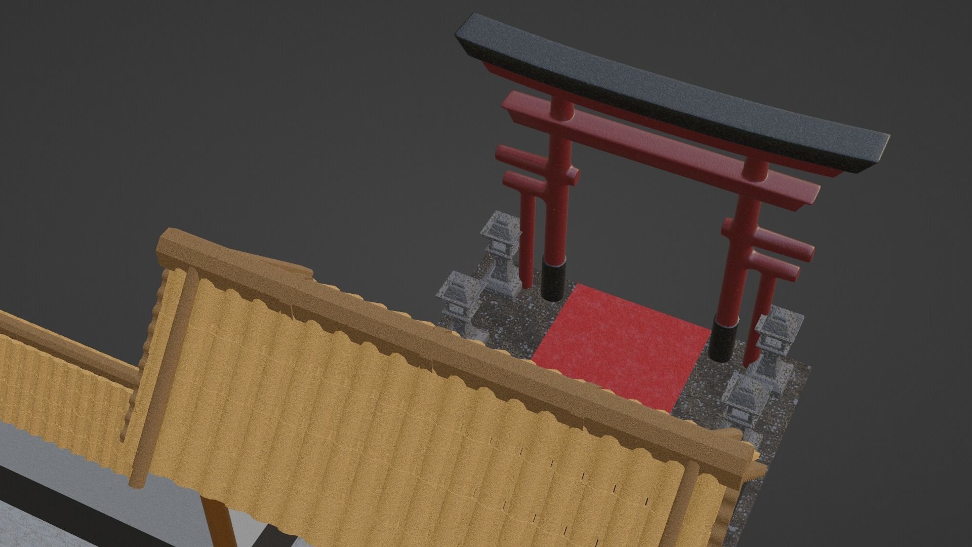 Chinese Temple Walls and Entrance 3D model_13
