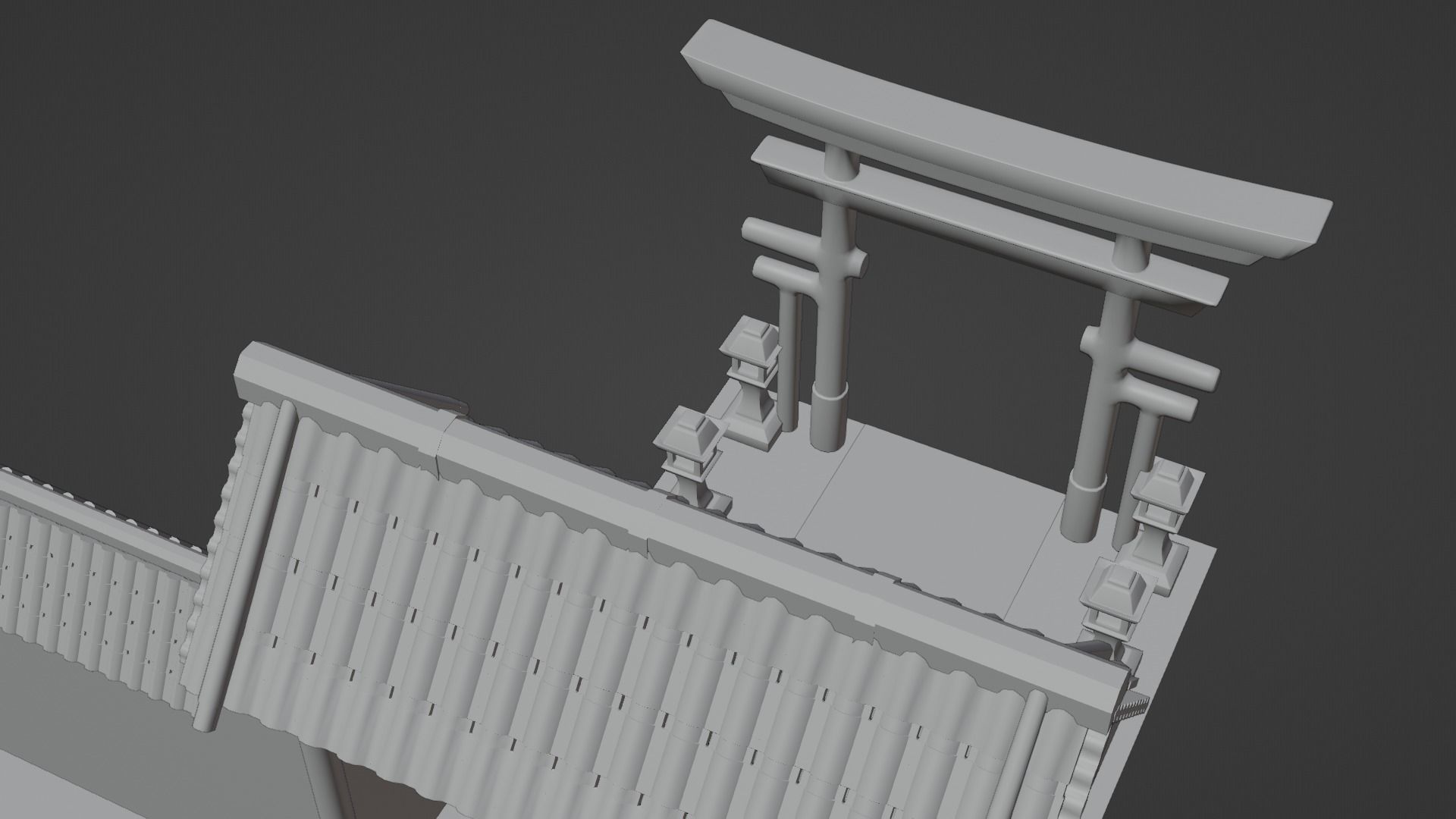 Chinese Temple Walls and Entrance 3D model_14