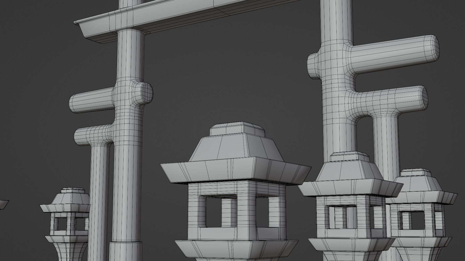 Chinese Temple Walls and Entrance 3D model_21