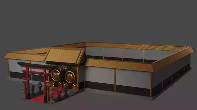 Chinese Temple Walls and Entrance 3D model Chinese Temple Walls and Entrance 3D model