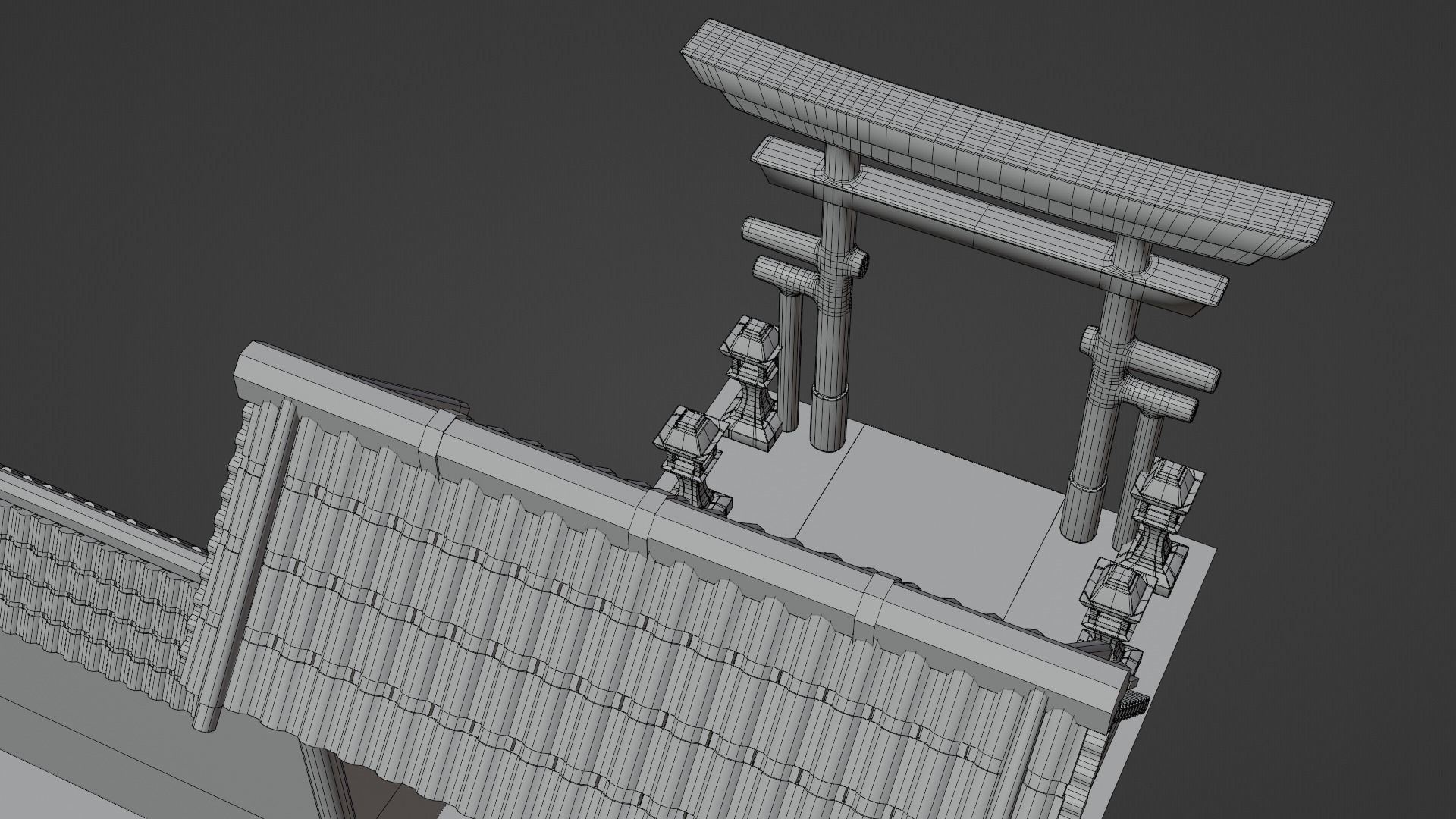 Chinese Temple Walls and Entrance 3D model_15