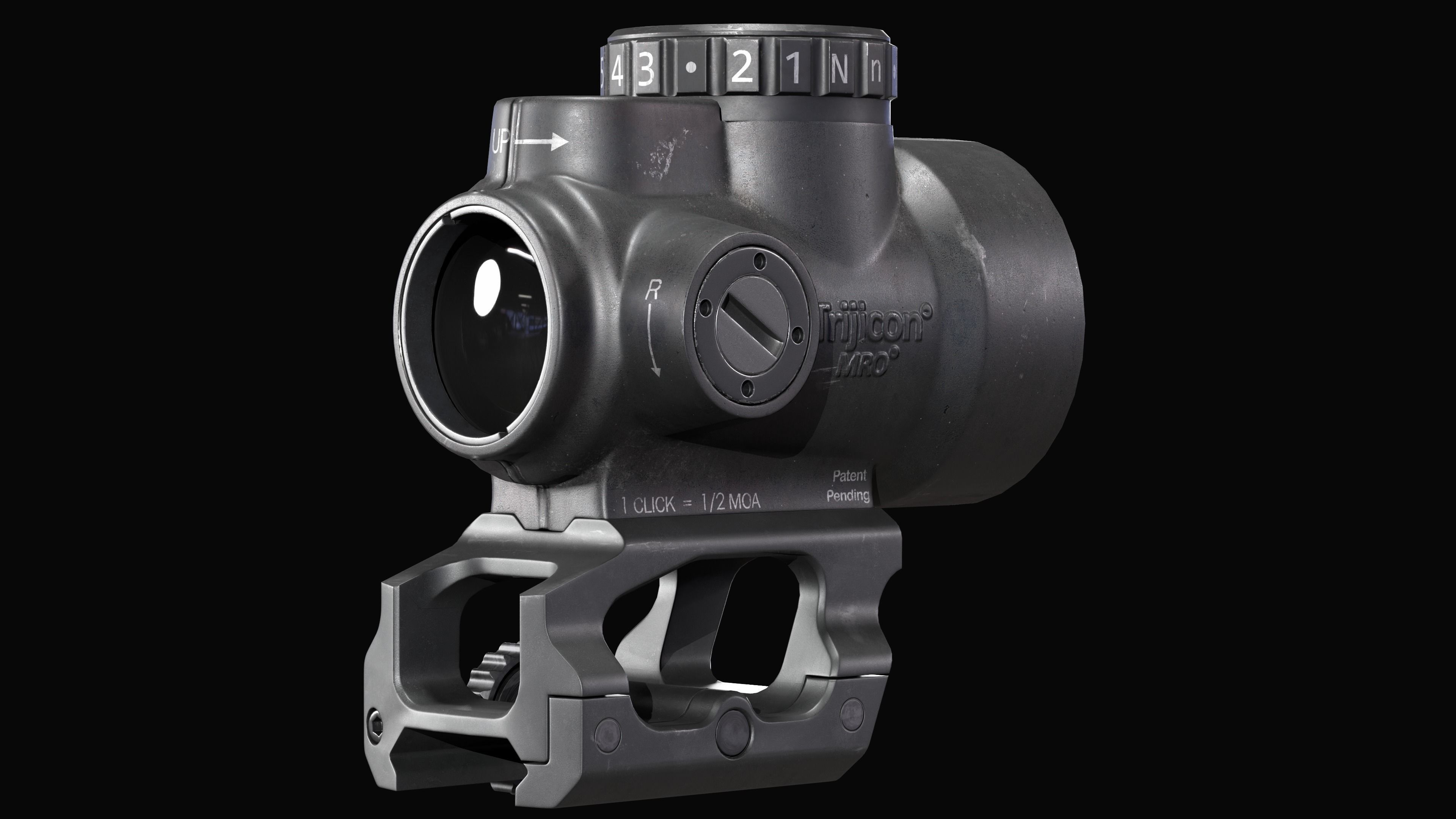 Trijicon MRO Red Dot Sight Low-poly 3D model_2