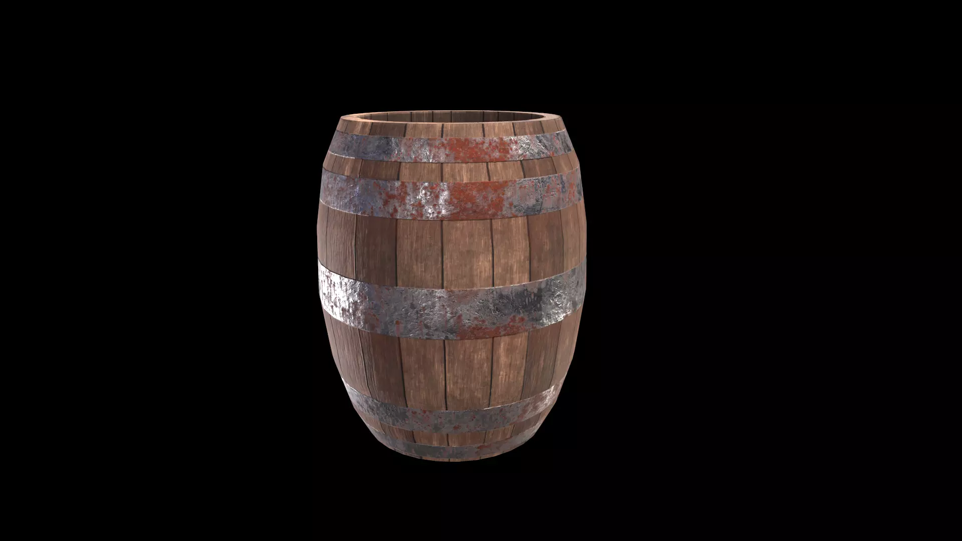 Medieval Barrel Low-poly 3D model_0
