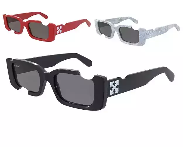 Off-White Cady cut-out rectangular frame sunglasses Low-poly 3D model
