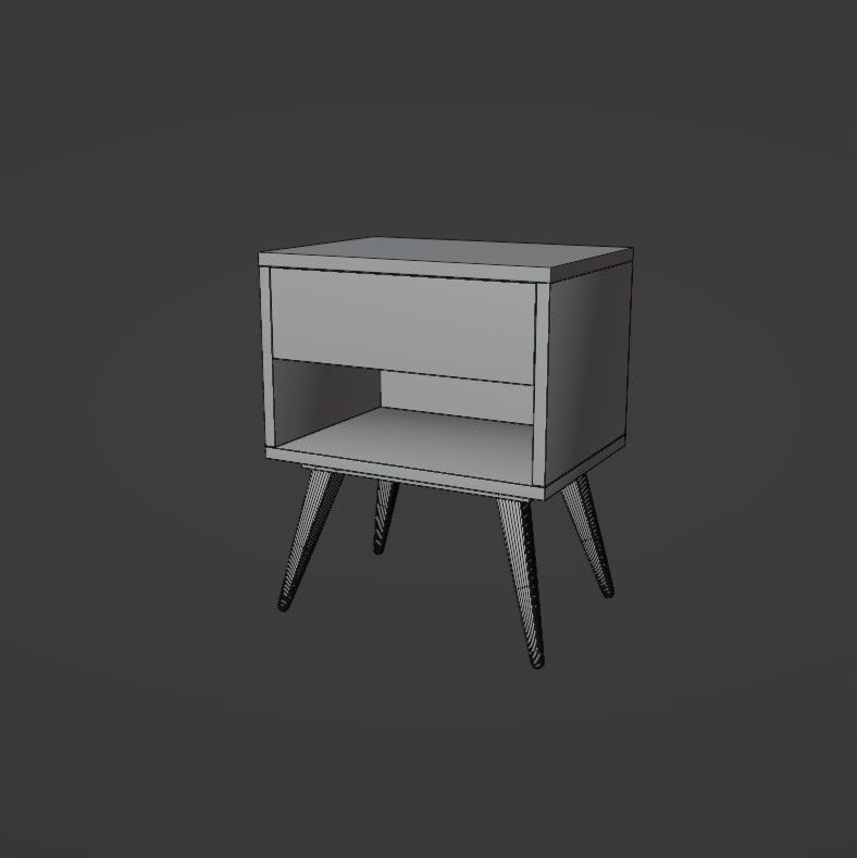 Bedside table Low-poly 3D model_14