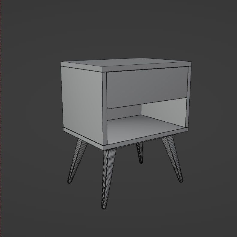 Bedside table Low-poly 3D model_11