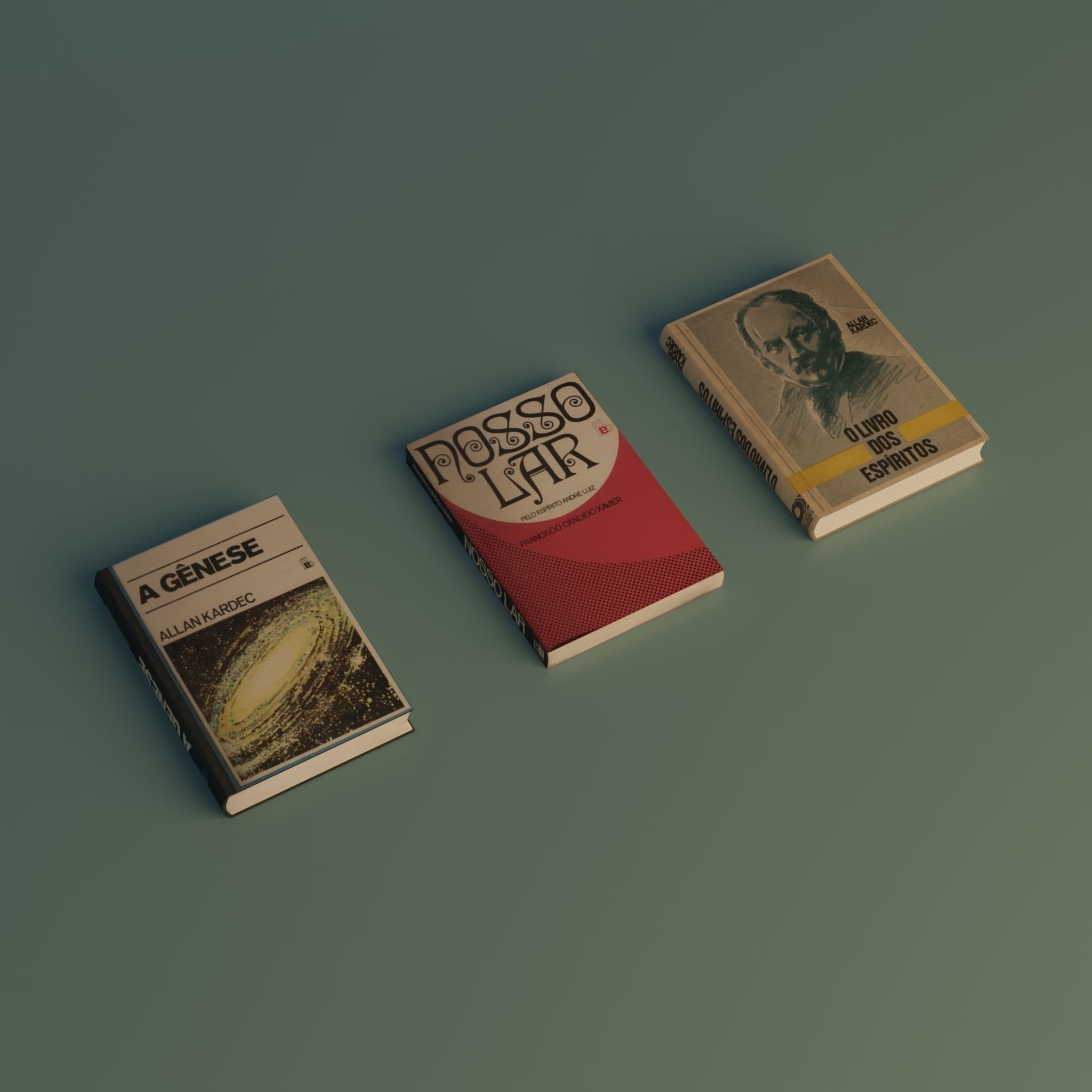 Books three on table Free 3D model_1