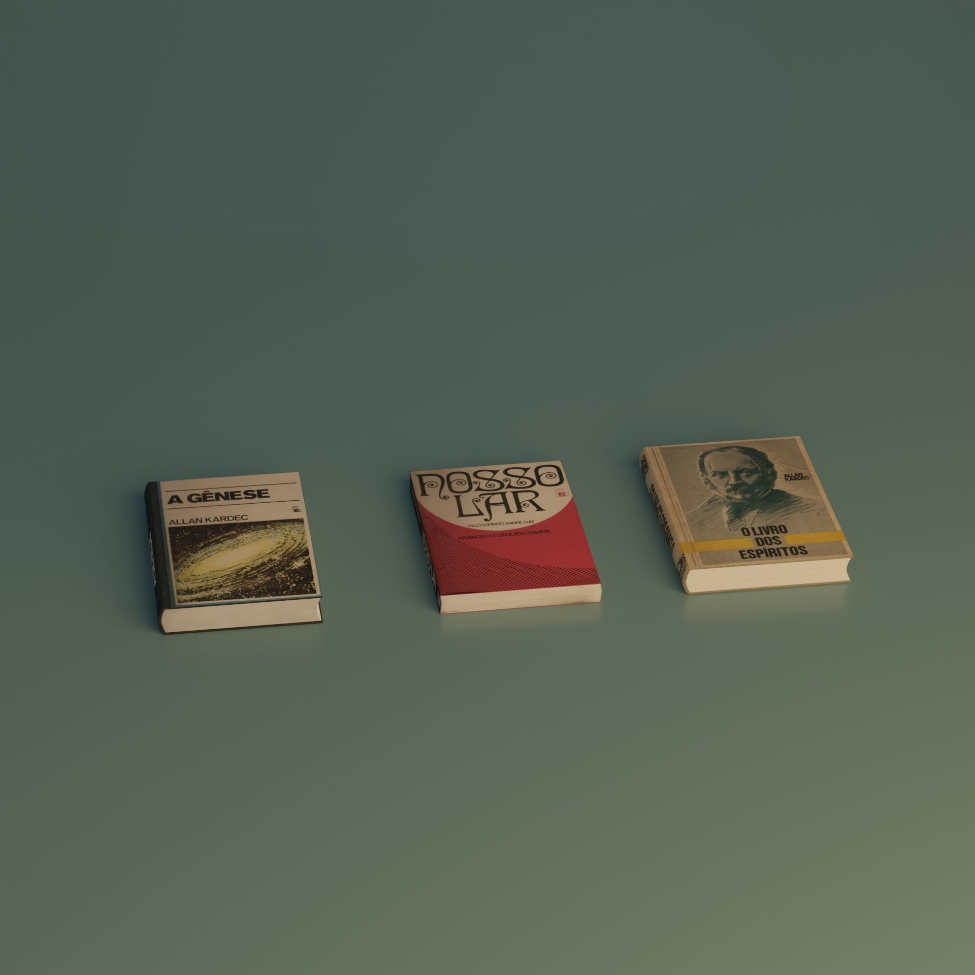 Books three on table Free 3D model_9