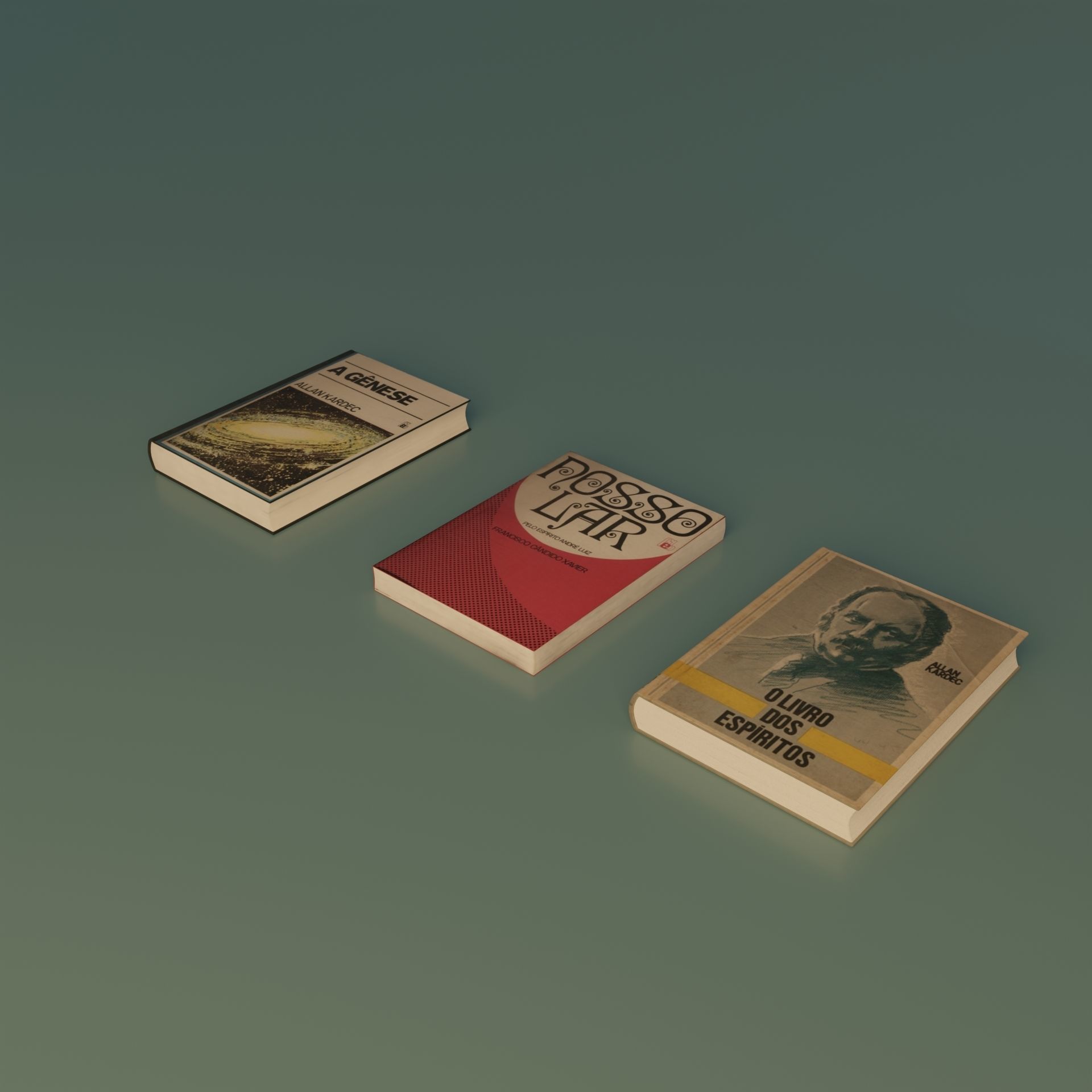 Books three on table Free 3D model_7