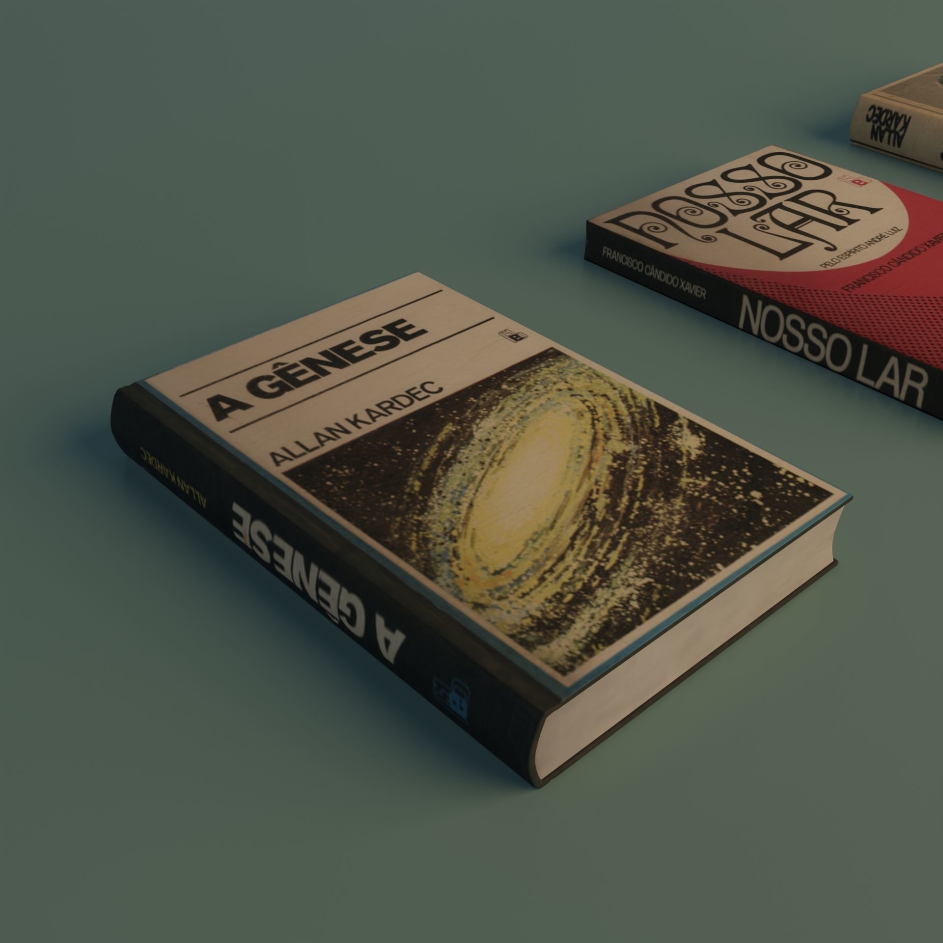 Books three on table Free 3D model_3