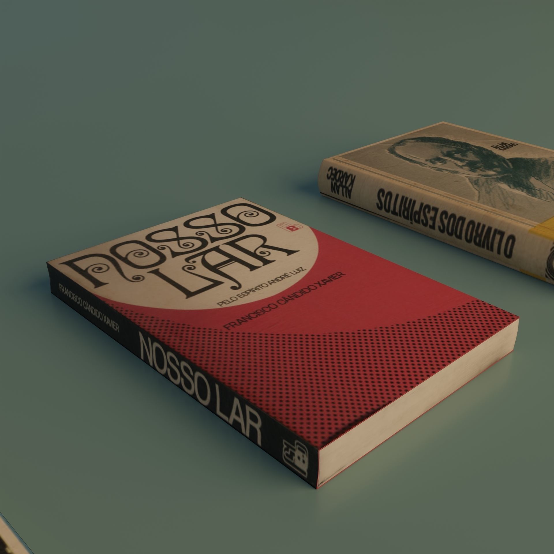 Books three on table Free 3D model_4