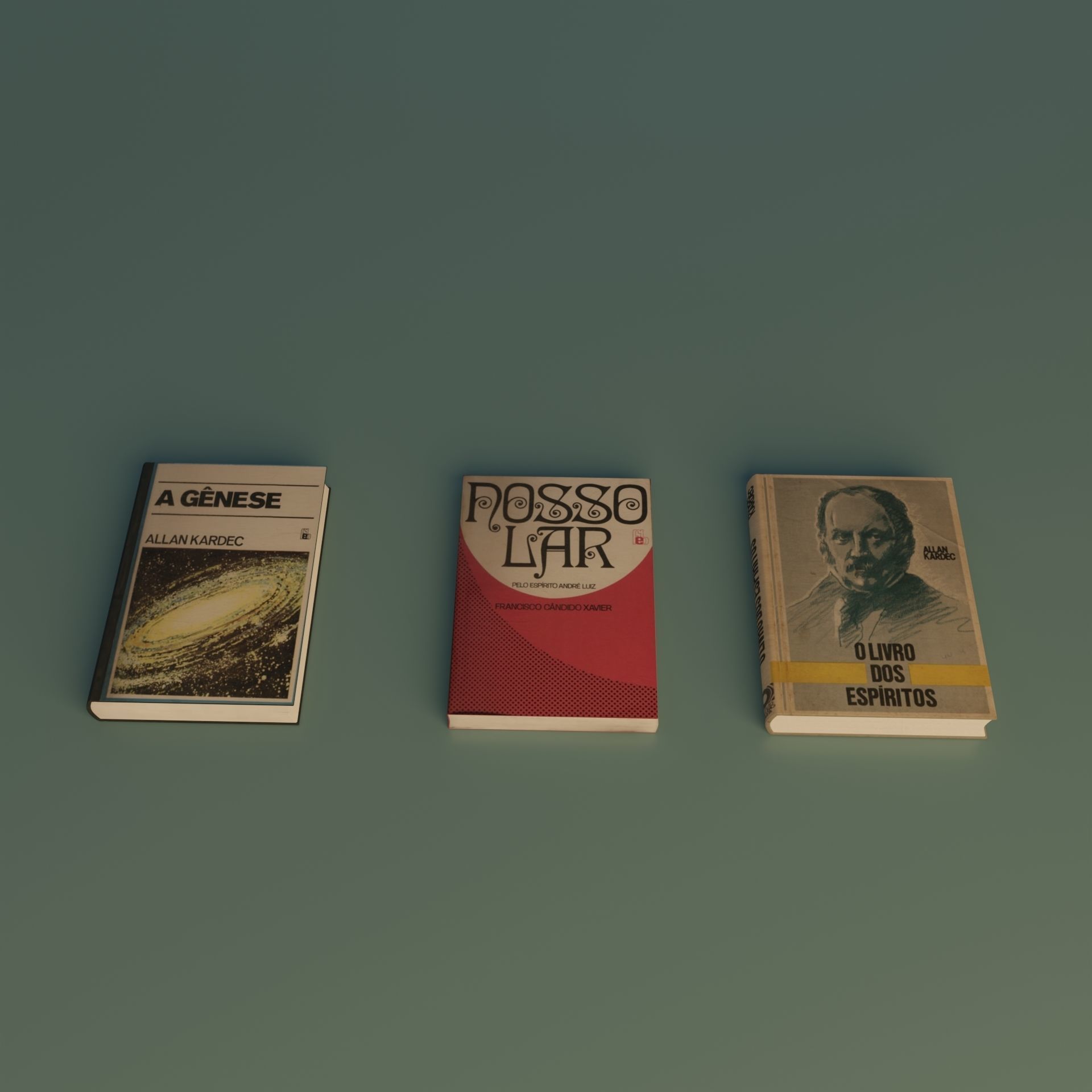 Books three on table Free 3D model_2