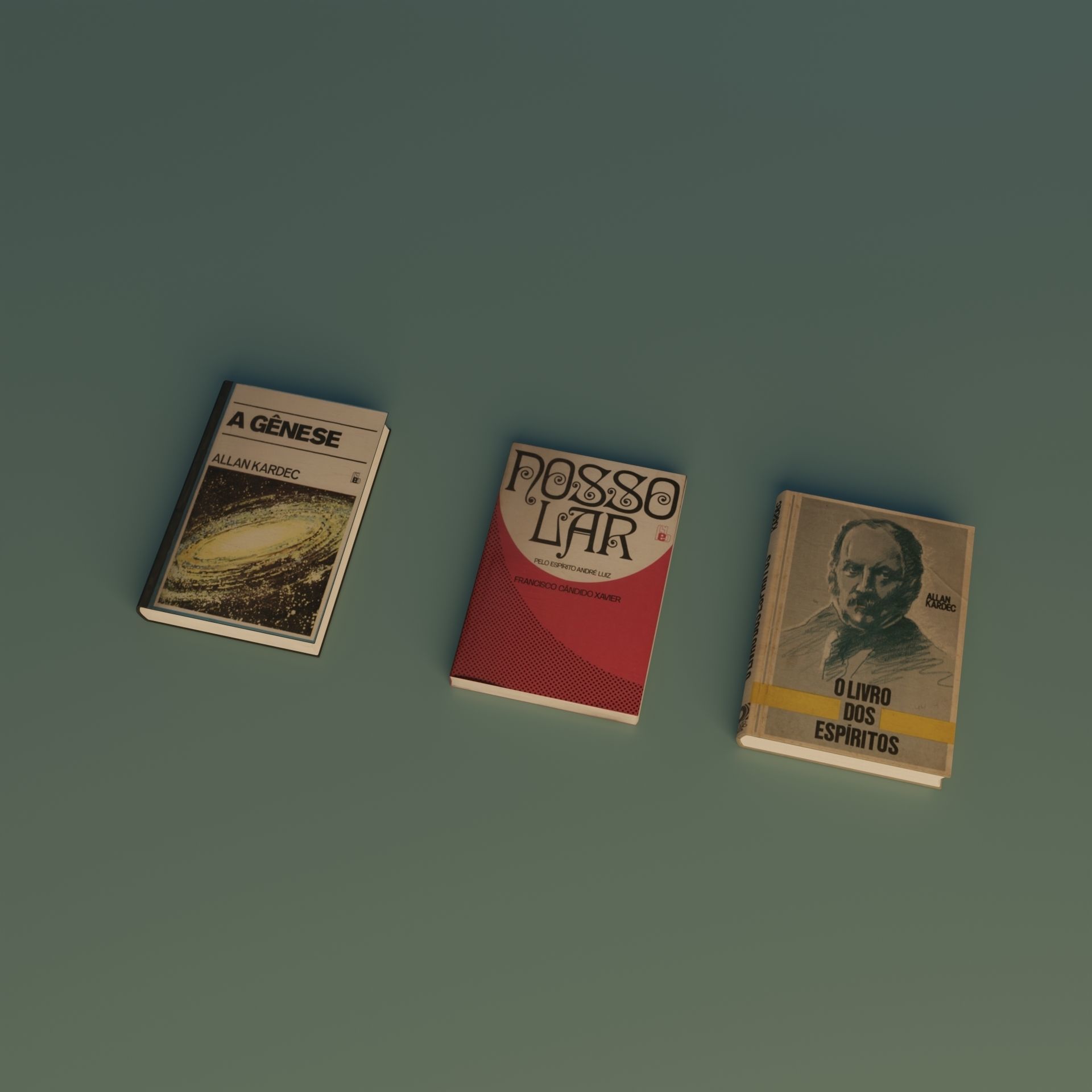 Books three on table Free 3D model_8