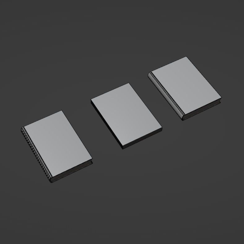 Books three on table Free 3D model_11