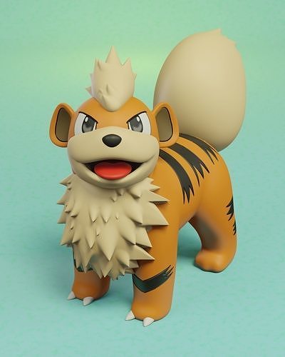 pokemon growlithe 3D print model