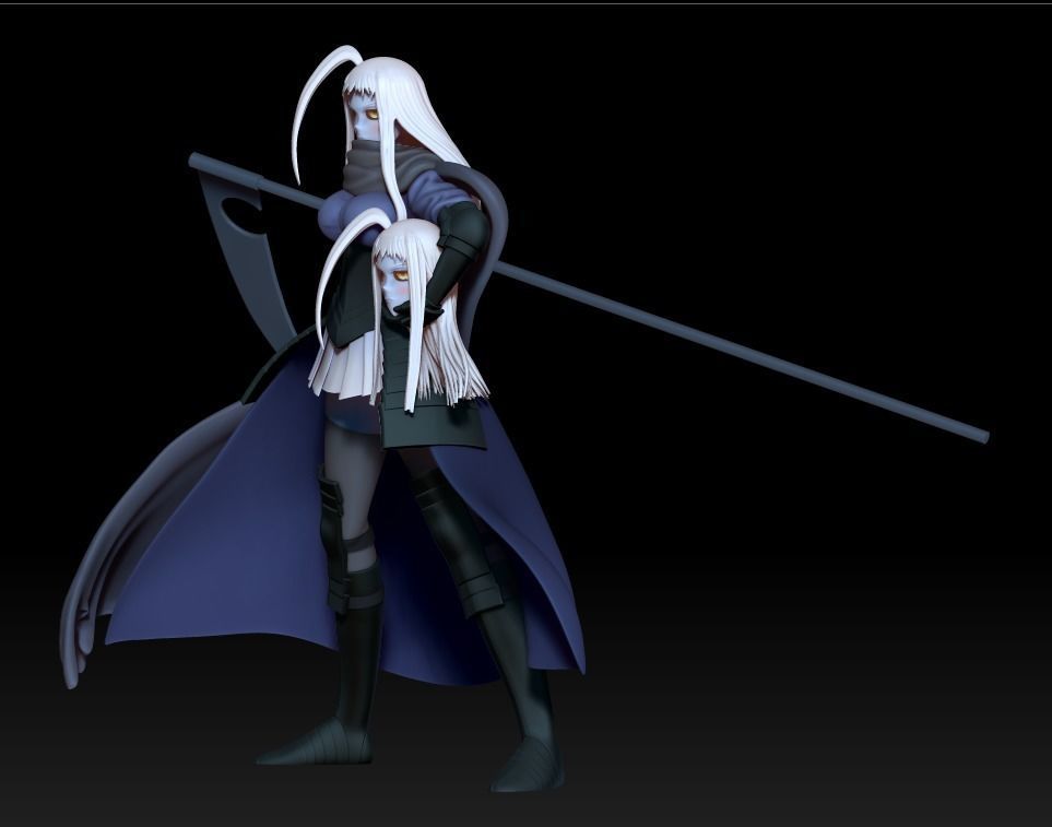 Lala-Chan 3D print anime statue with scythe 3D print model_2