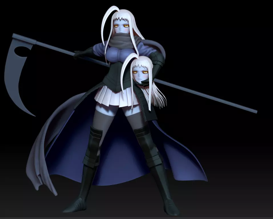Lala-Chan 3D print anime statue with scythe 3D print model_0
