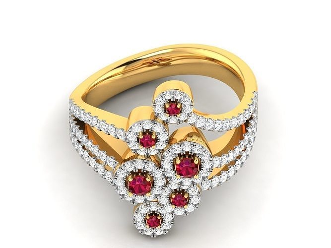 Engagement ring with diamonds  3D print model