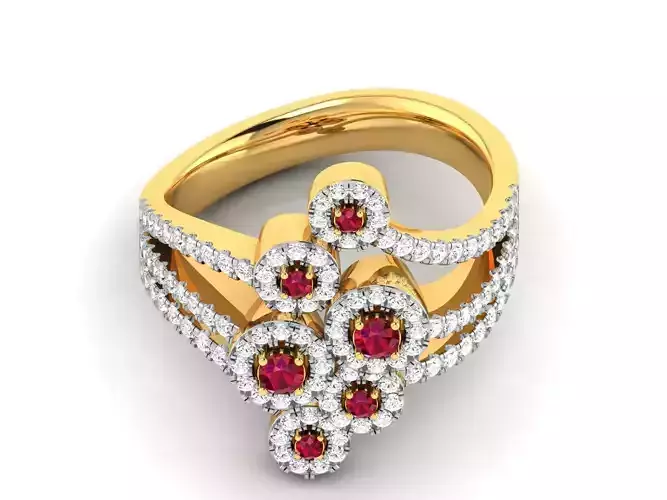 Engagement ring with diamonds  3D print model