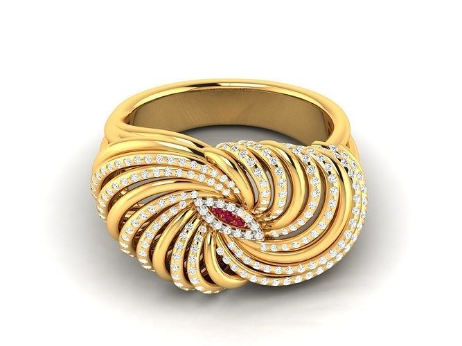 Ring Print Ring print model gold with diamonds and rubies 3D model 3D printable ...
