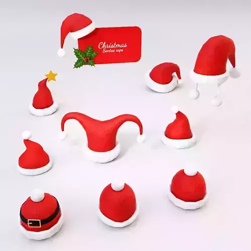 Santa Claus caps 3d model 