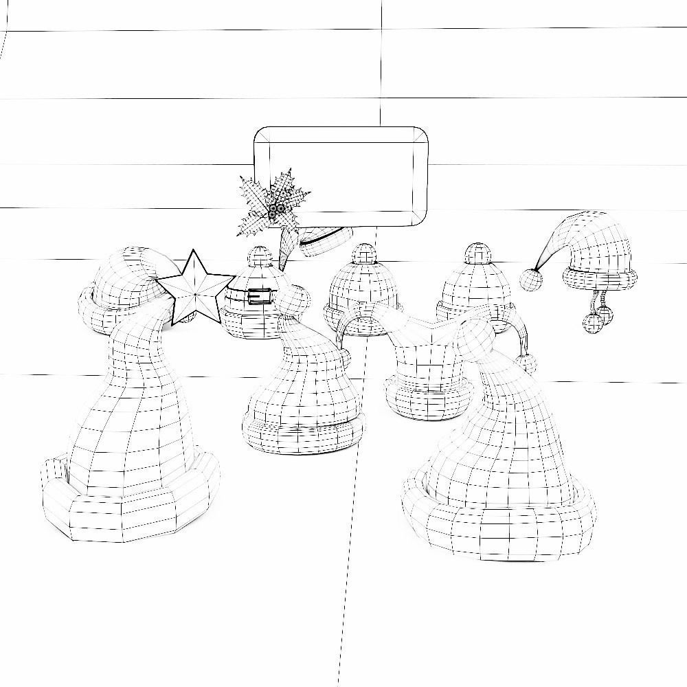 Santa Claus caps 3d model  Low-poly 3D model_5