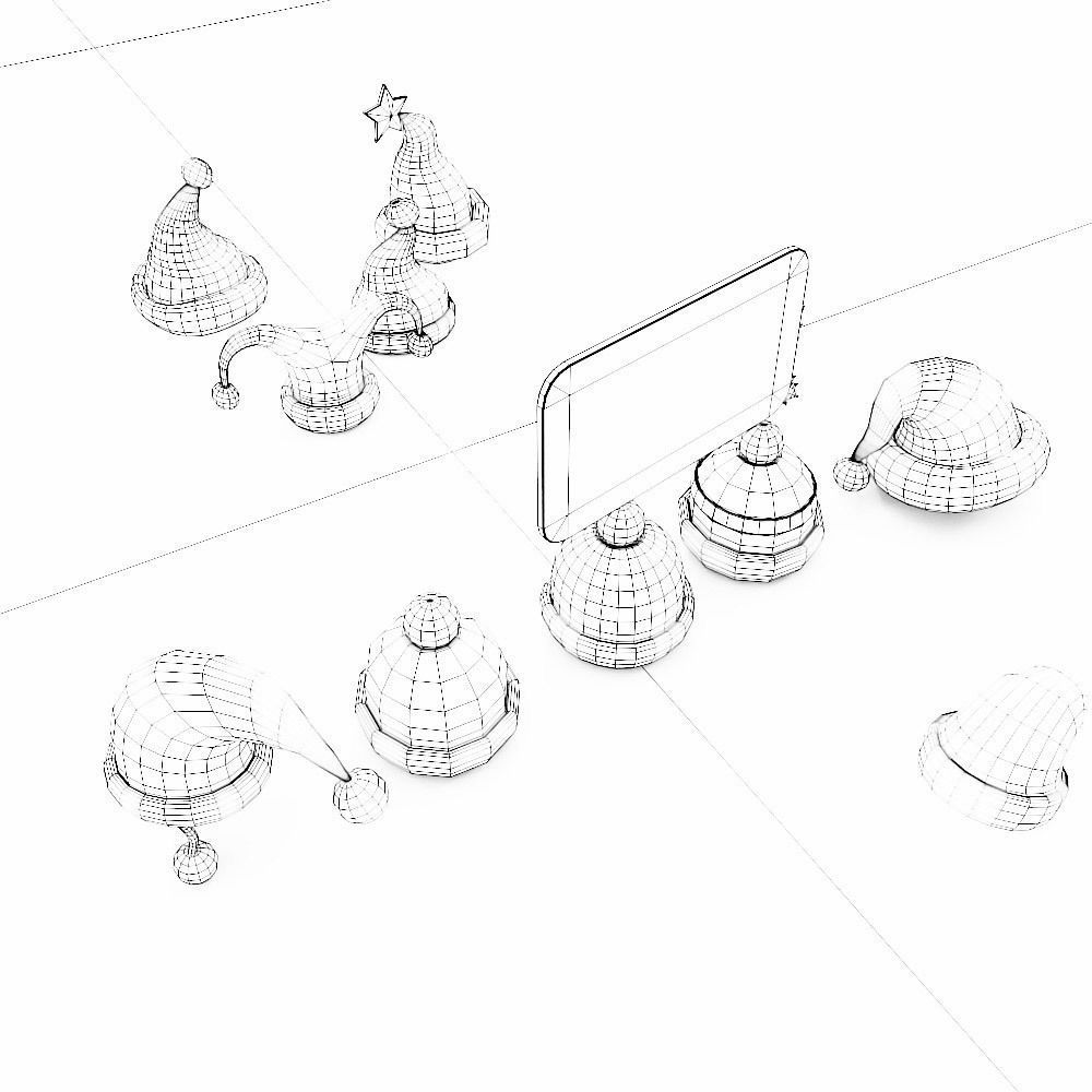 Santa Claus caps 3d model  Low-poly 3D model_7