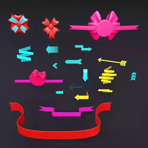 Decorative ribbon bands 3d model set