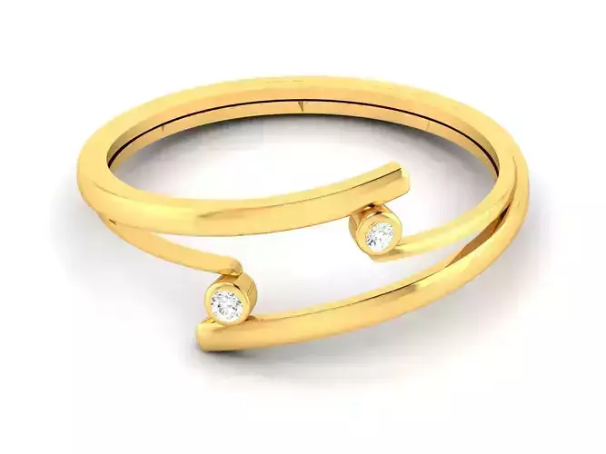 ring 3dm render gold with two diamonds 3D print model