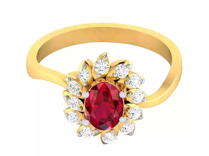 Oval ring diamond  3D print model
