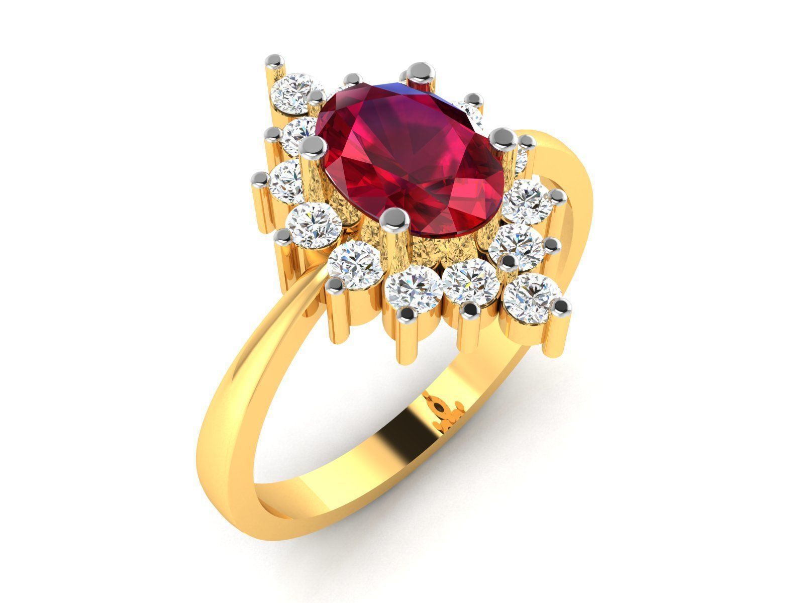 engagement Oval ring 3D print model_1