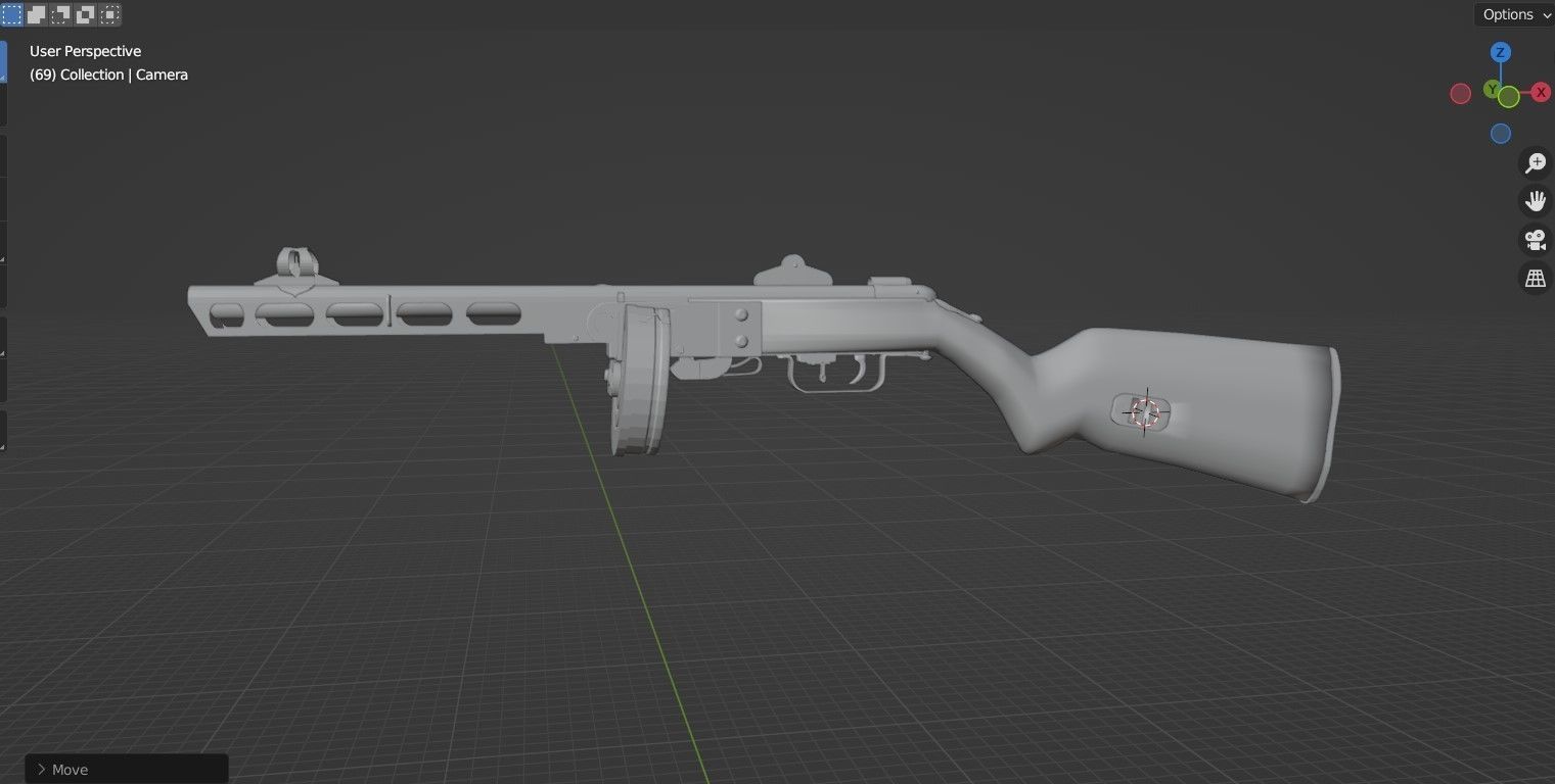ppsh41 gun Low-poly 3D model_4