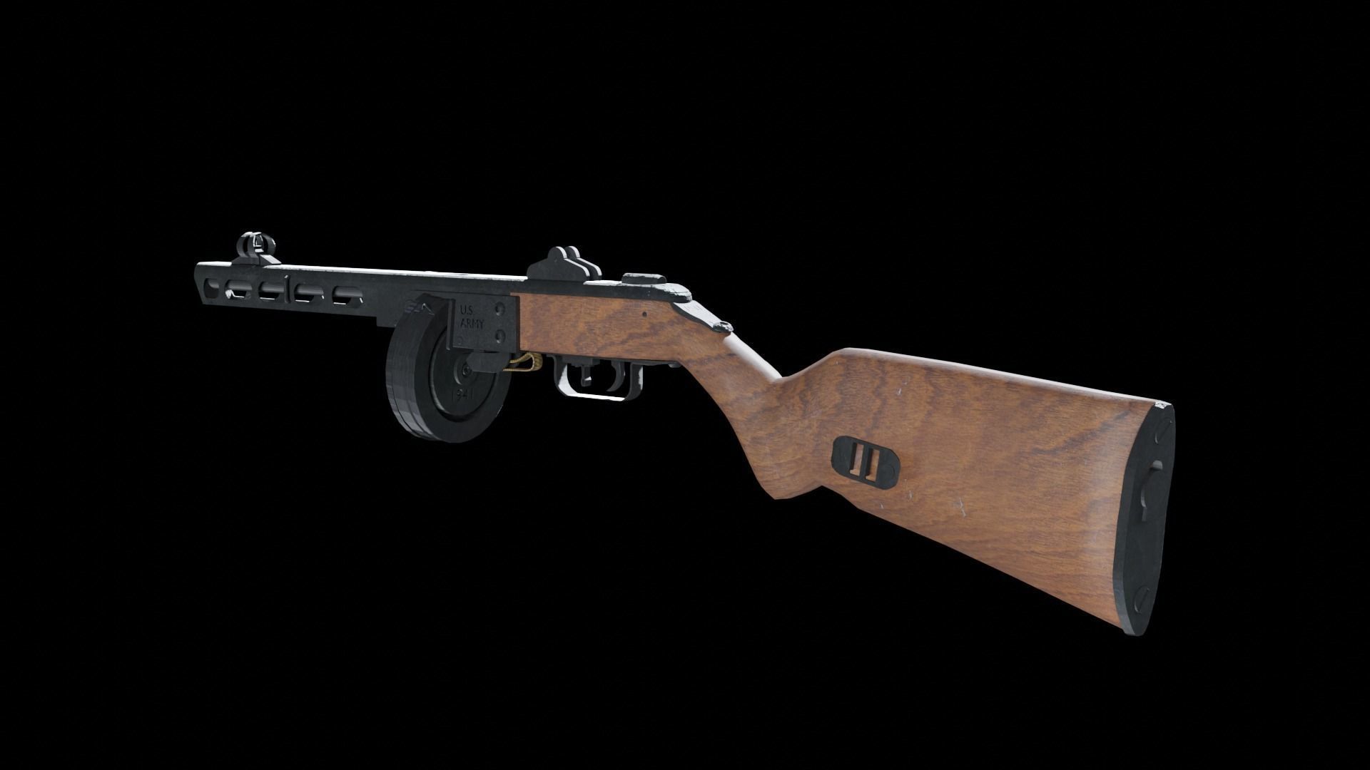 ppsh41 gun Low-poly 3D model_3