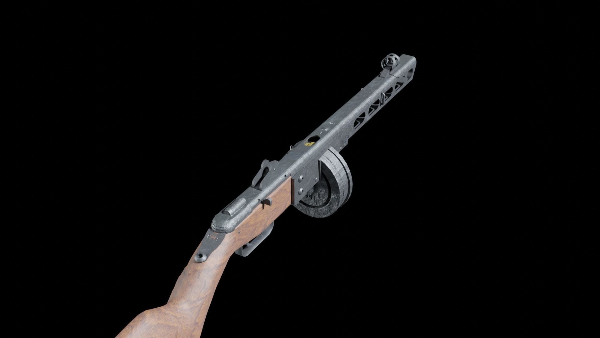 ppsh41 gun Low-poly 3D model_2