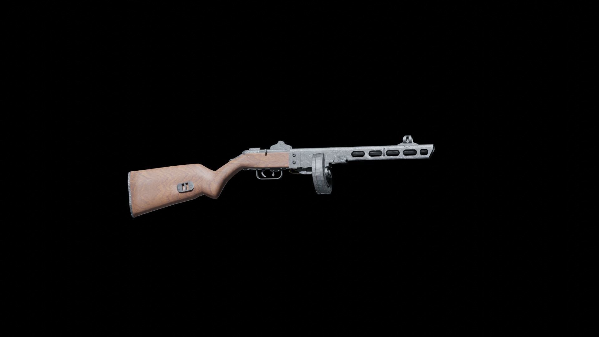 ppsh41 gun Low-poly 3D model_6