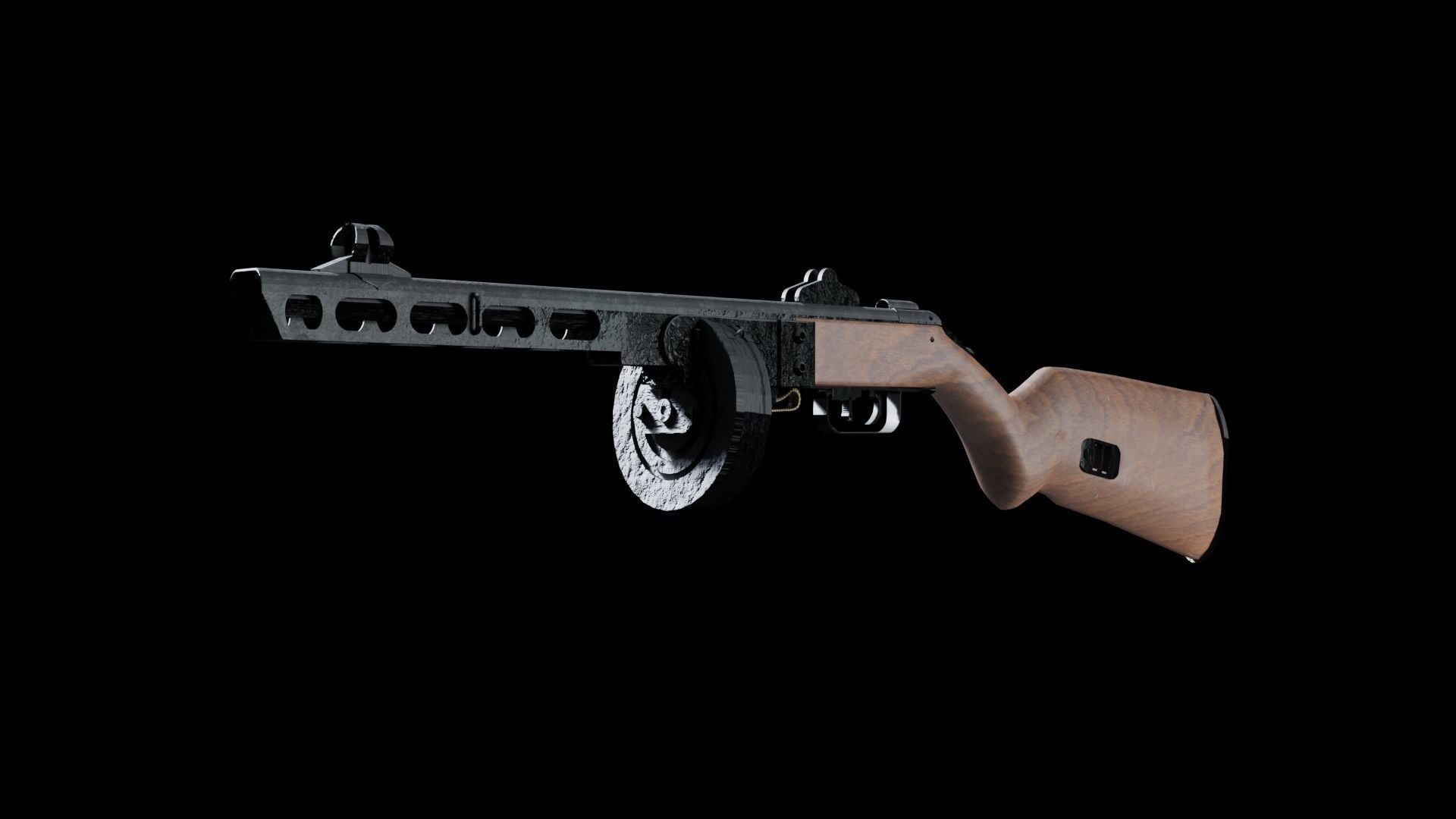 ppsh41 gun Low-poly 3D model_1
