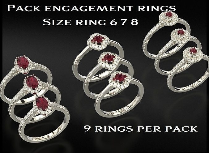 Pack of engagement rings 715 3D Model Collection