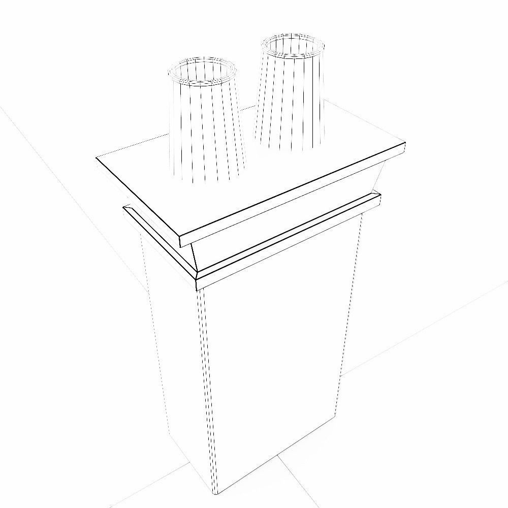 Chimney 3d model brick with two orange pots on top Low-poly 3D model_7