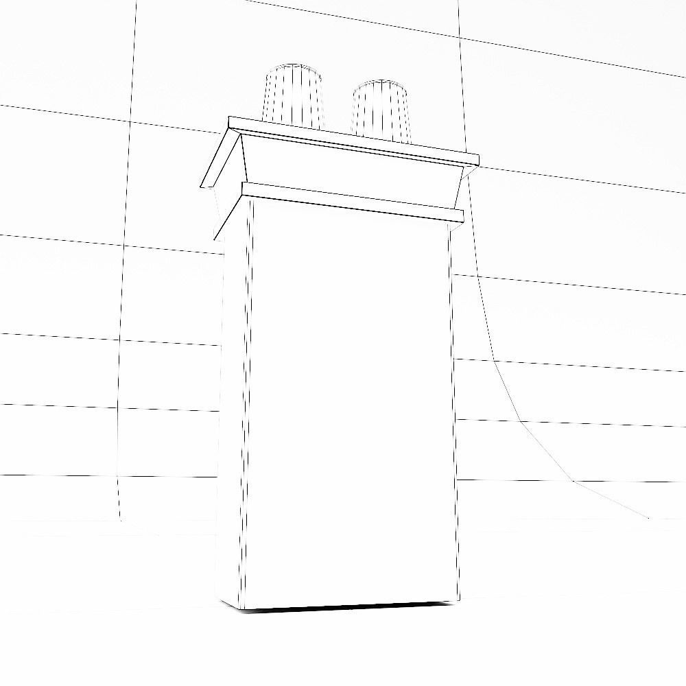 Chimney 3d model brick with two orange pots on top Low-poly 3D model_8