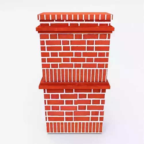 Red bricks Chimney low poly 3d model 