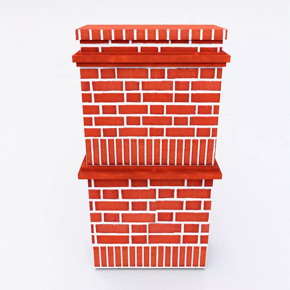 Red bricks Chimney low poly 3d model  Low-poly 3D model_0