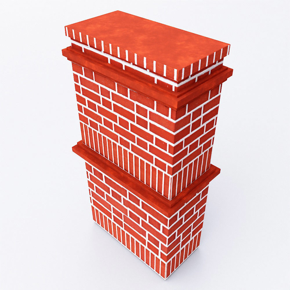 Red bricks Chimney low poly 3d model  Low-poly 3D model_2