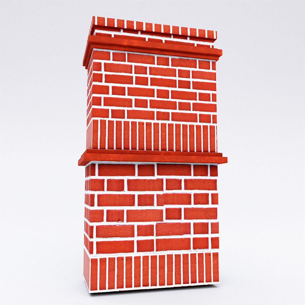 Red bricks Chimney low poly 3d model  Low-poly 3D model_4