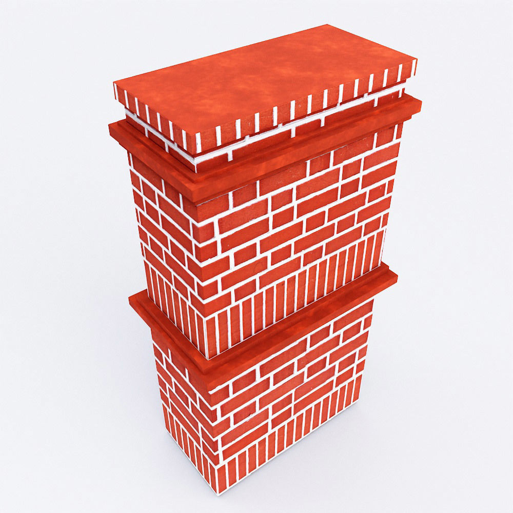 Red bricks Chimney low poly 3d model  Low-poly 3D model_1
