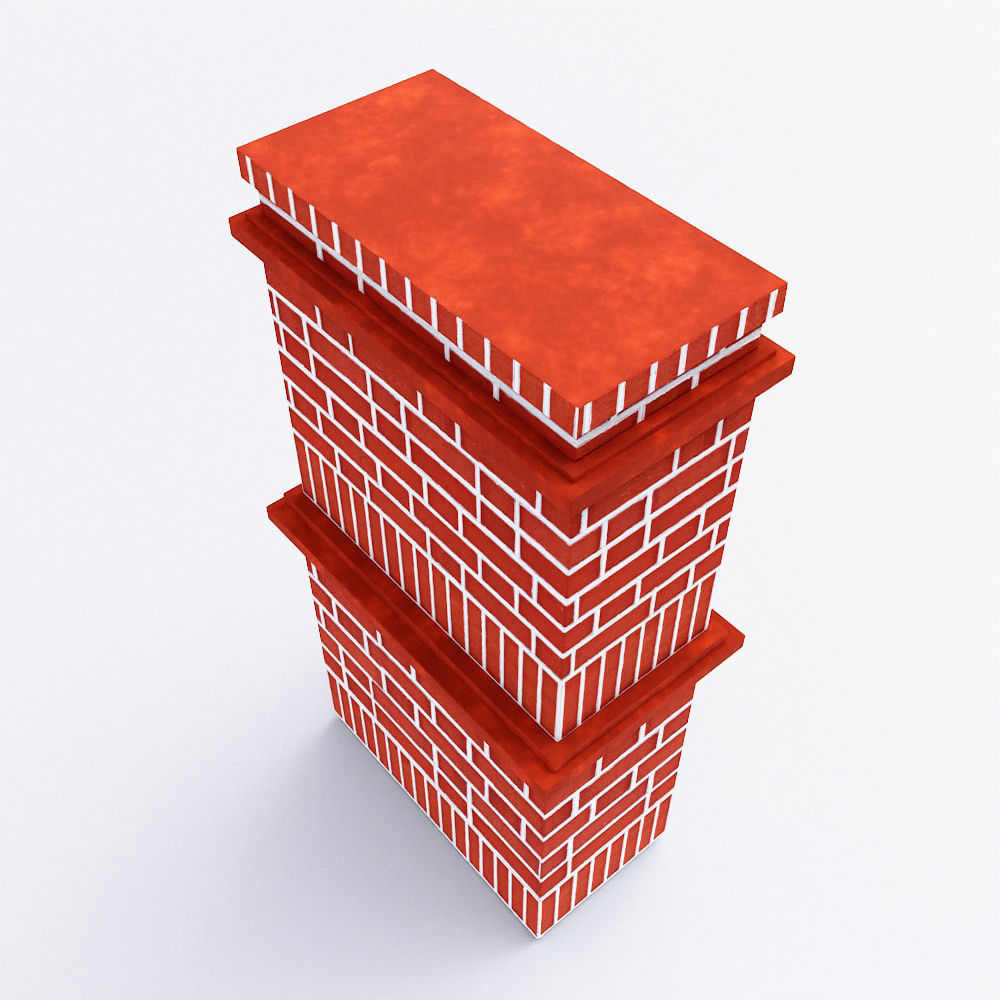Red bricks Chimney low poly 3d model  Low-poly 3D model_3