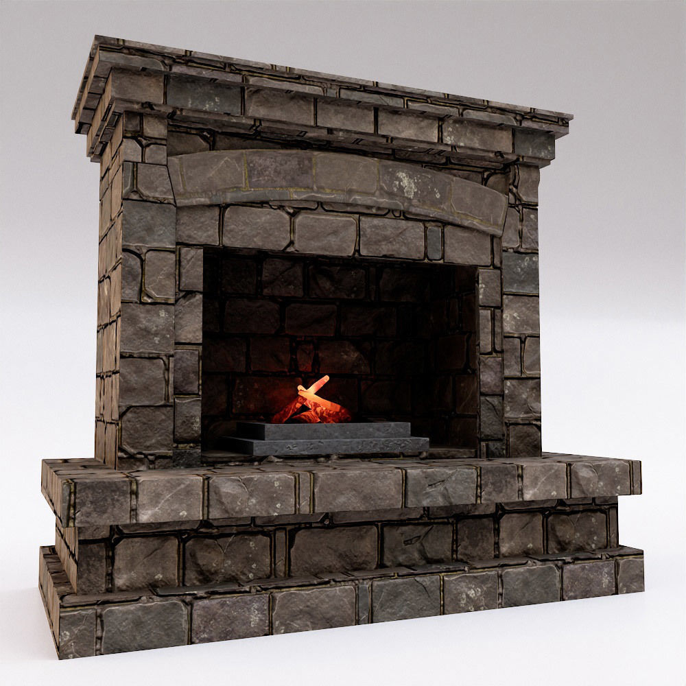 Fire Place low poly 3d model  Low-poly 3D model_3